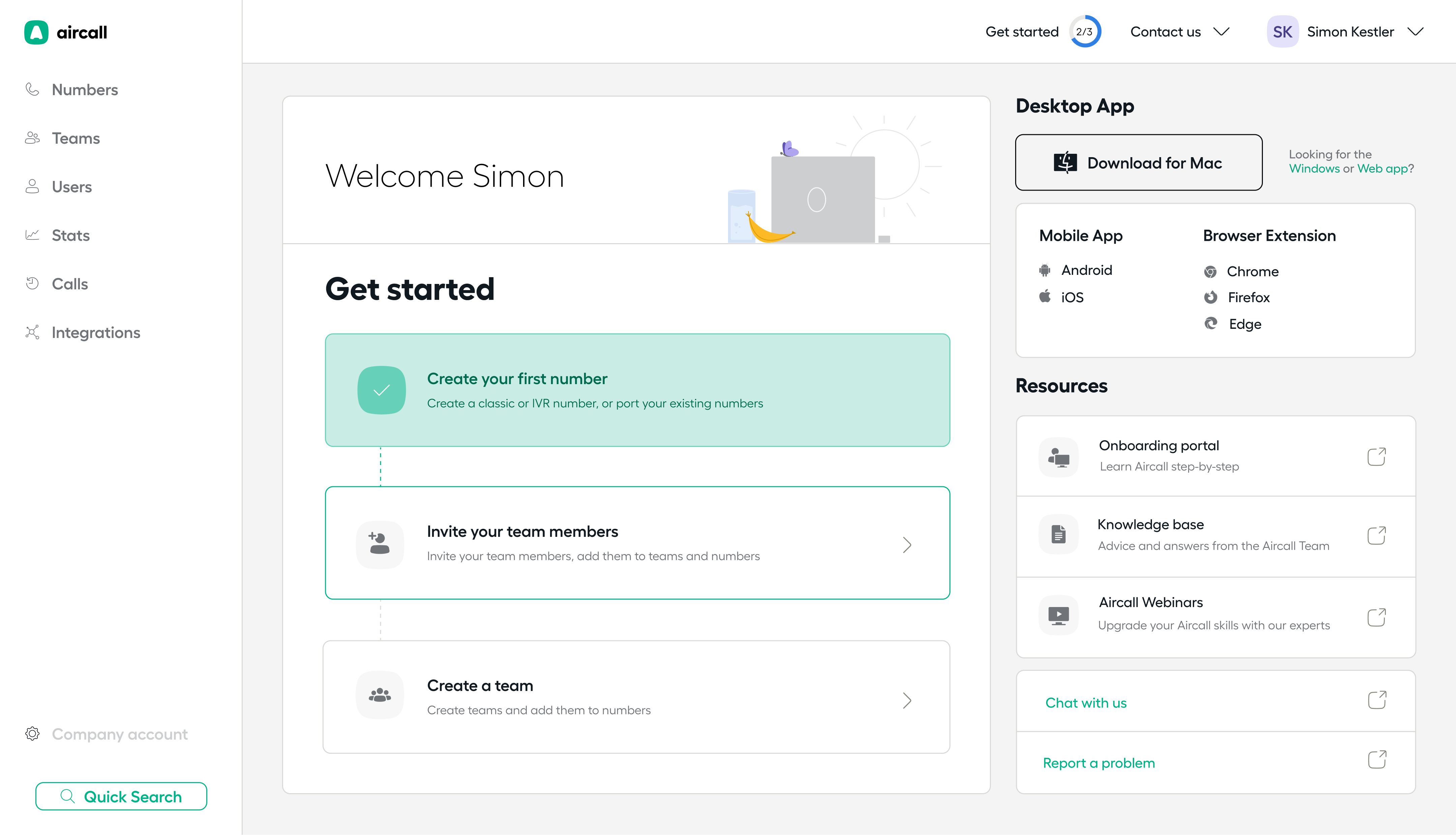 Onboarding page